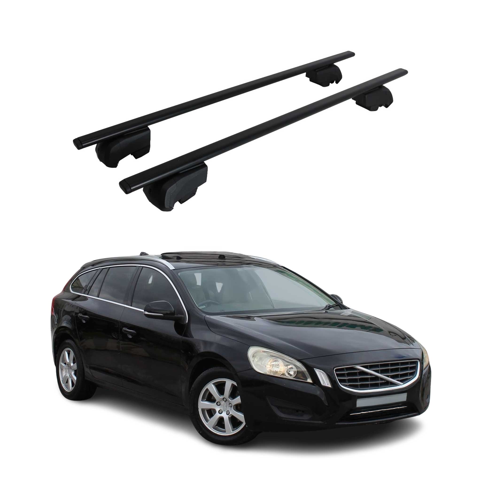 Dachträger Gepäckträger für Volvo V60 2011-2018 Grundträger ABE Schwarz 2x