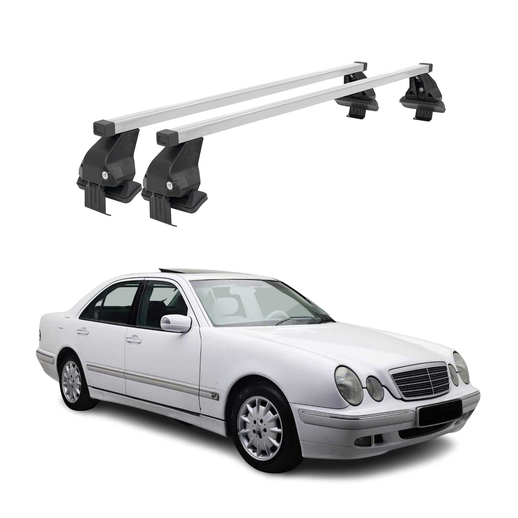 Menabo Dachträger für Mercedes E Klasse W210 Limo 1995-2003 50kg Stahl Silber 2x