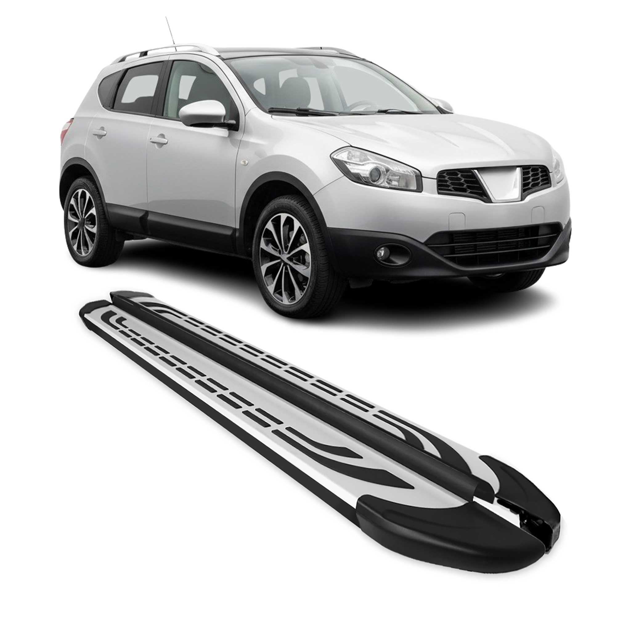 Trittbretter Seitenschweller für Nissan Qashqai J10 2006-2014 Schwarz Alu