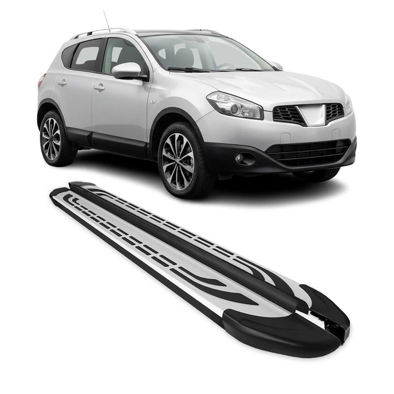 Trittbretter Seitenschweller für Nissan Qashqai J10 2006-2014 Schwarz Alu
