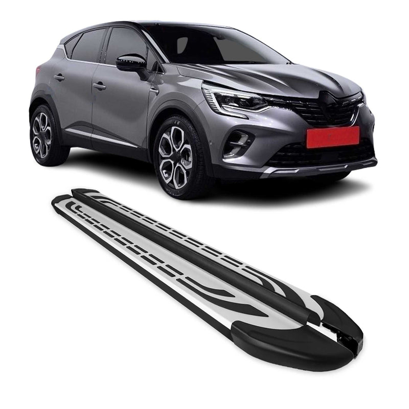 Trittbretter Seitenschweller für Renault Captur 2020-2025 Silber Schwarz 2 tlg