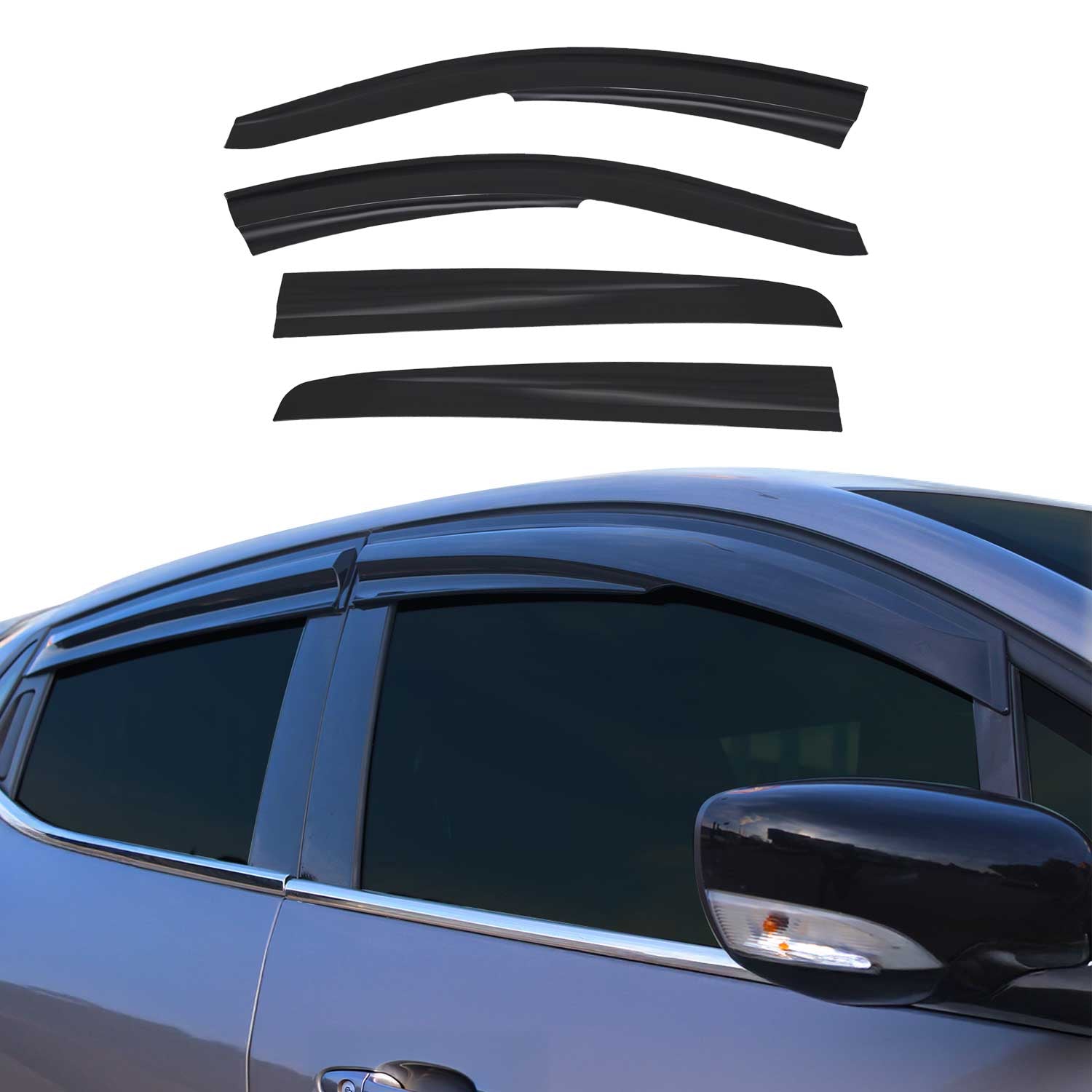 4x Windabweiser Regenabweiser für Opel Astra G 1998-2005 Acryl Dunkel