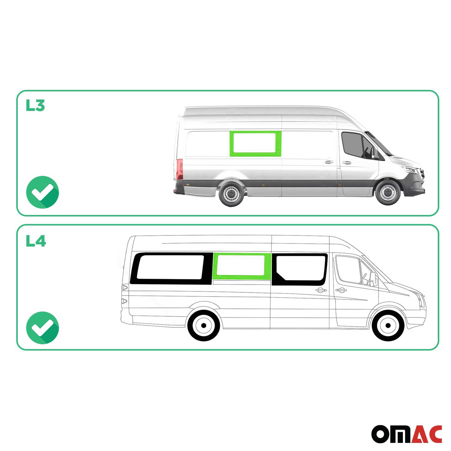 Seitenfenster Auto für Mercedes Sprinter W907 2018-2026 Schiebetür Rechts L3 L4