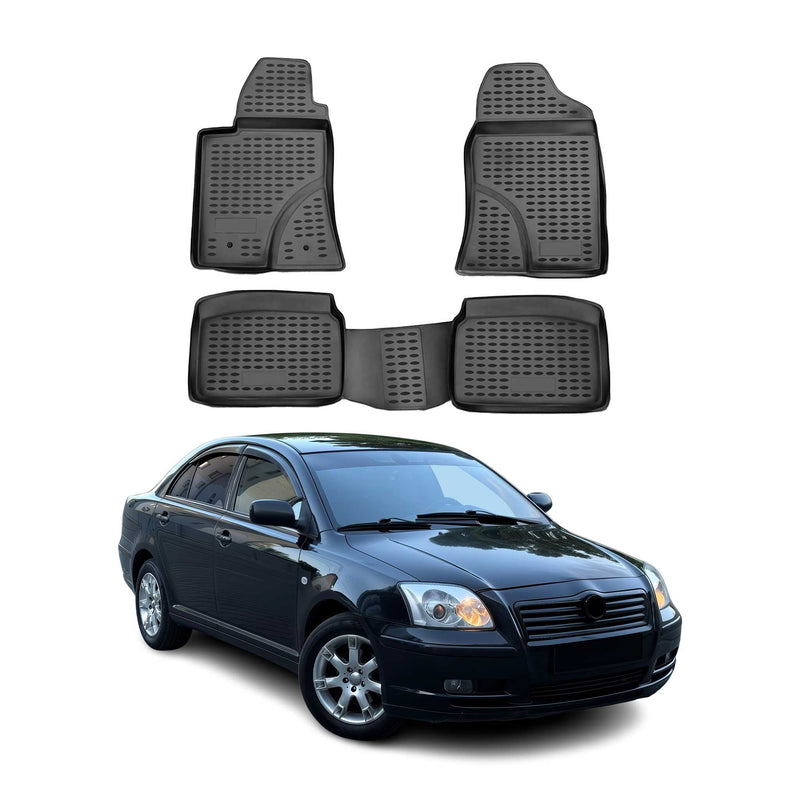 OMAC Gummimatten Fußmatten für Toyota Avensis 2003-2009 TPE Automatte Schwarz 4x