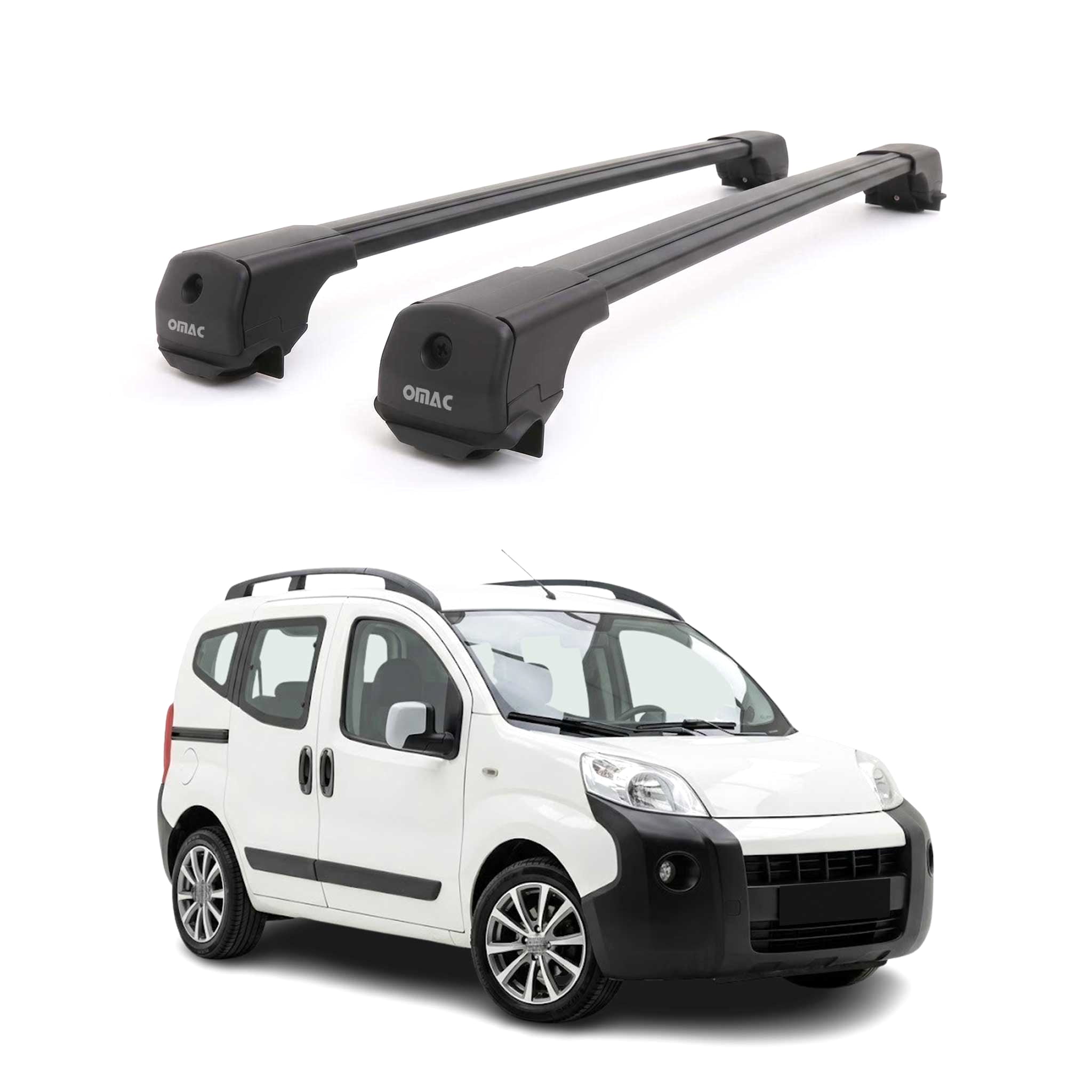 Dachträger Grundträger für Citroen Nemo 2008-2017 Aluminium 75kg Schwarz 2tlg