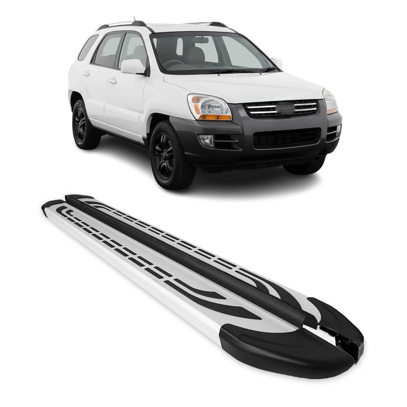 Trittbretter Seitenschweller Seitenbretter für Kia Sportage 2004-2010 Alu Grau