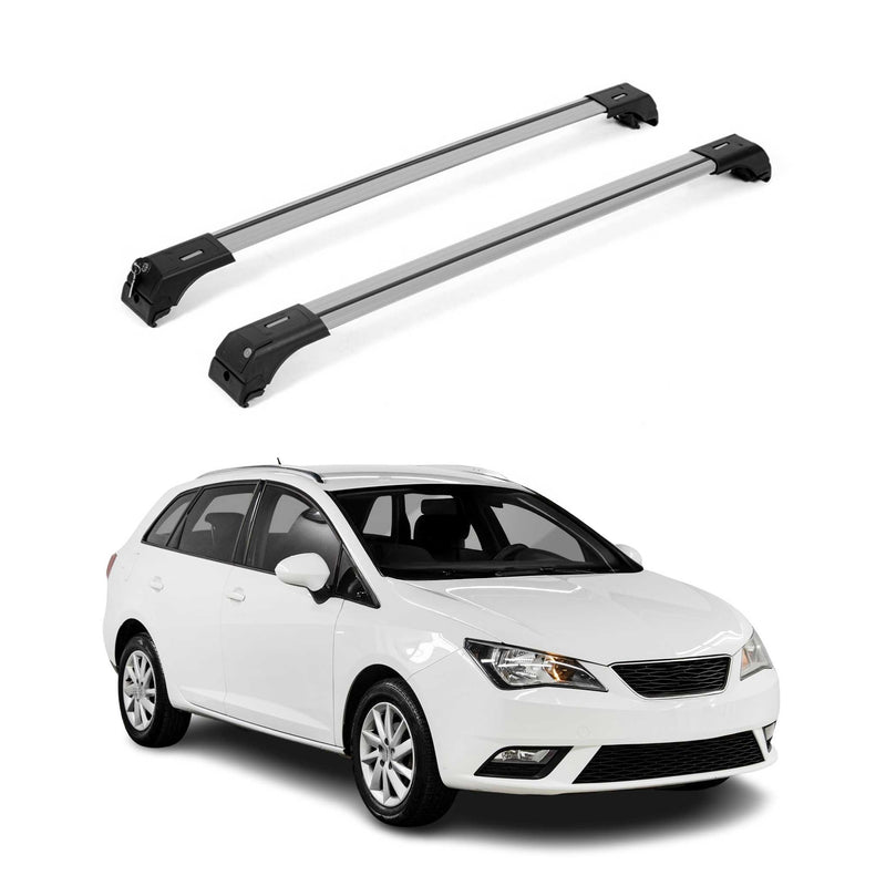Alu Dachträger Gepäkträger Grundträger für Seat Ibiza Kombi 2012-2017 Silber 2x