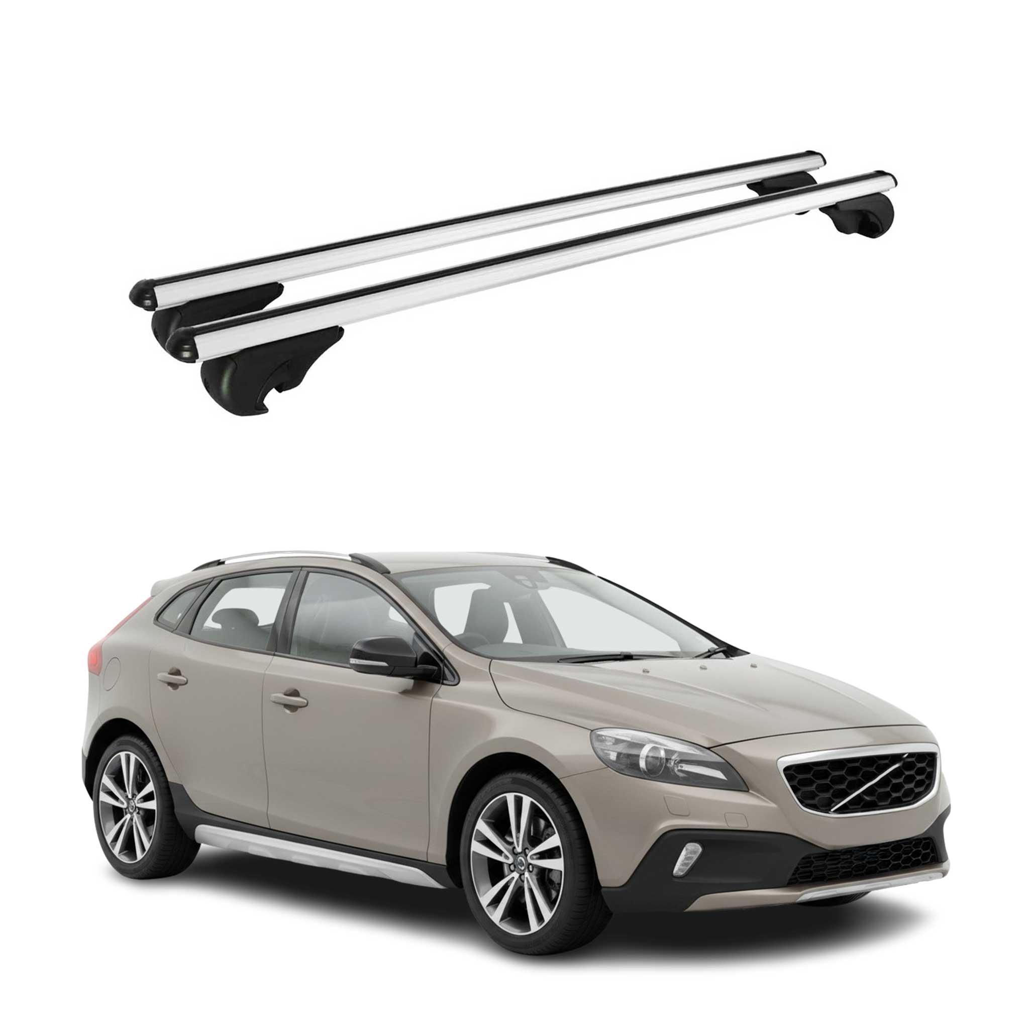 Dachträger Grundträger für Volvo V40 Cross Country 2013-2019 TÜV Alu Silber 2x