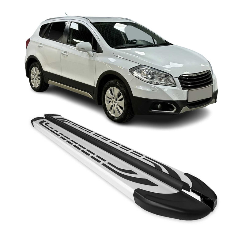 Trittbretter Seitenschweller Seitenbretter für Suzuki S-Cross 2013-2017 Alu Grau