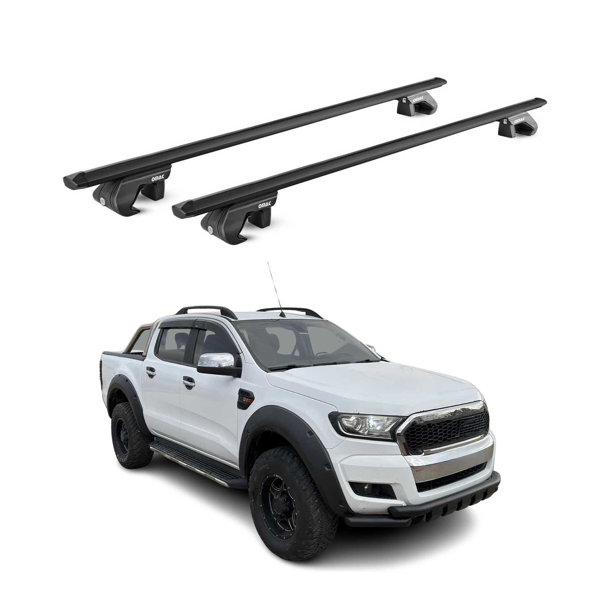 Dachträger Grundtäger für Ford Ranger 2011-2025 4 tür 90kg Alu Schwarz 2 tlg ABE