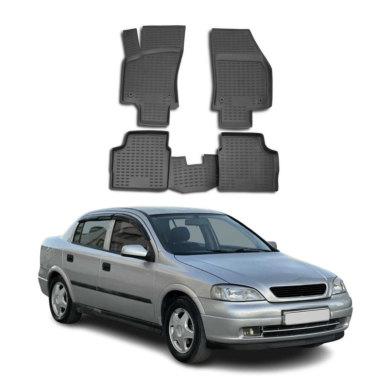 OMAC Gummimatten Fußmatten für Opel Astra H Stufenheck 2007-2014 TPE Schwarz 4x