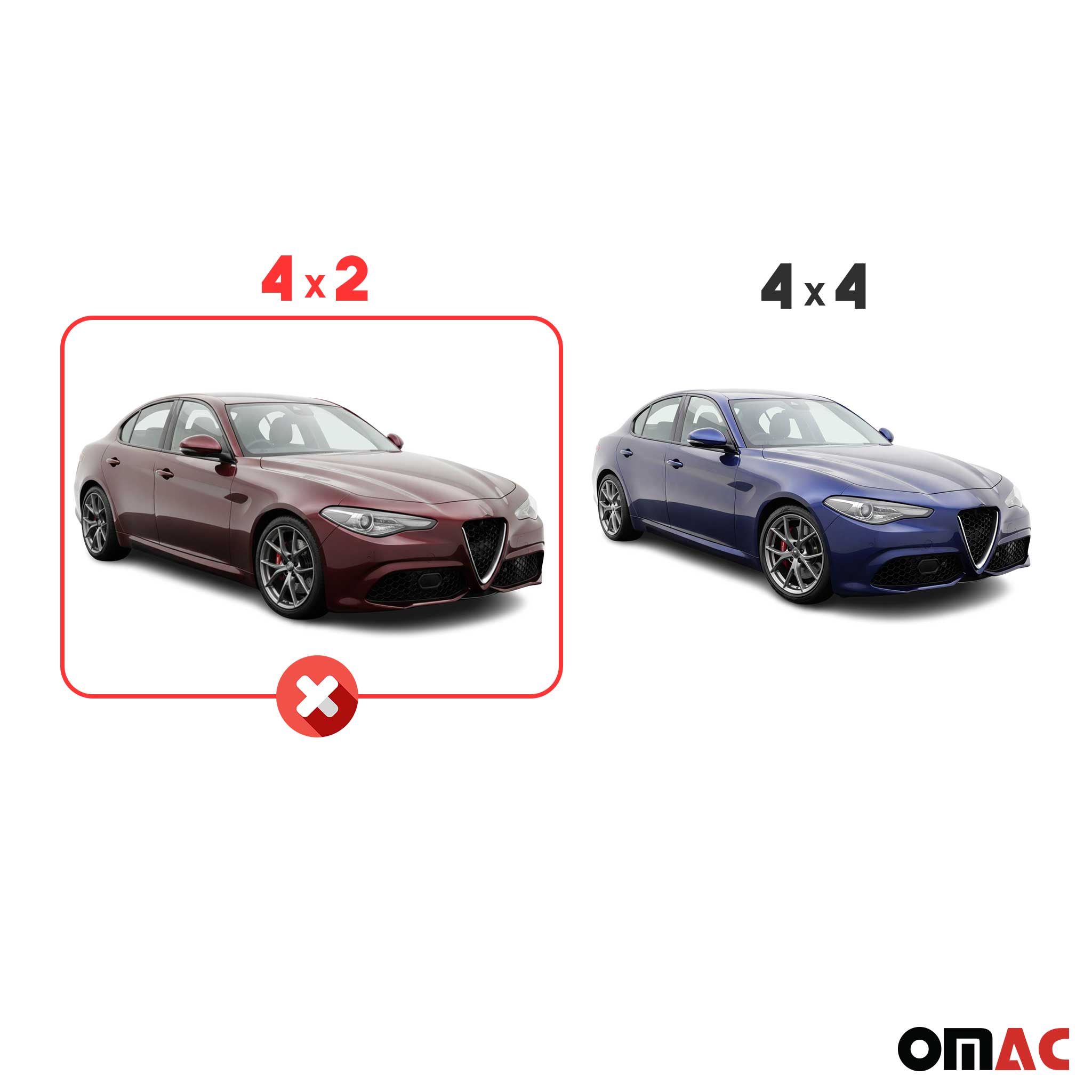 OMAC Gummimatten Fußmatten für Alfa Romeo Giulia 4 2015-2026 TPE Schwarz 4x