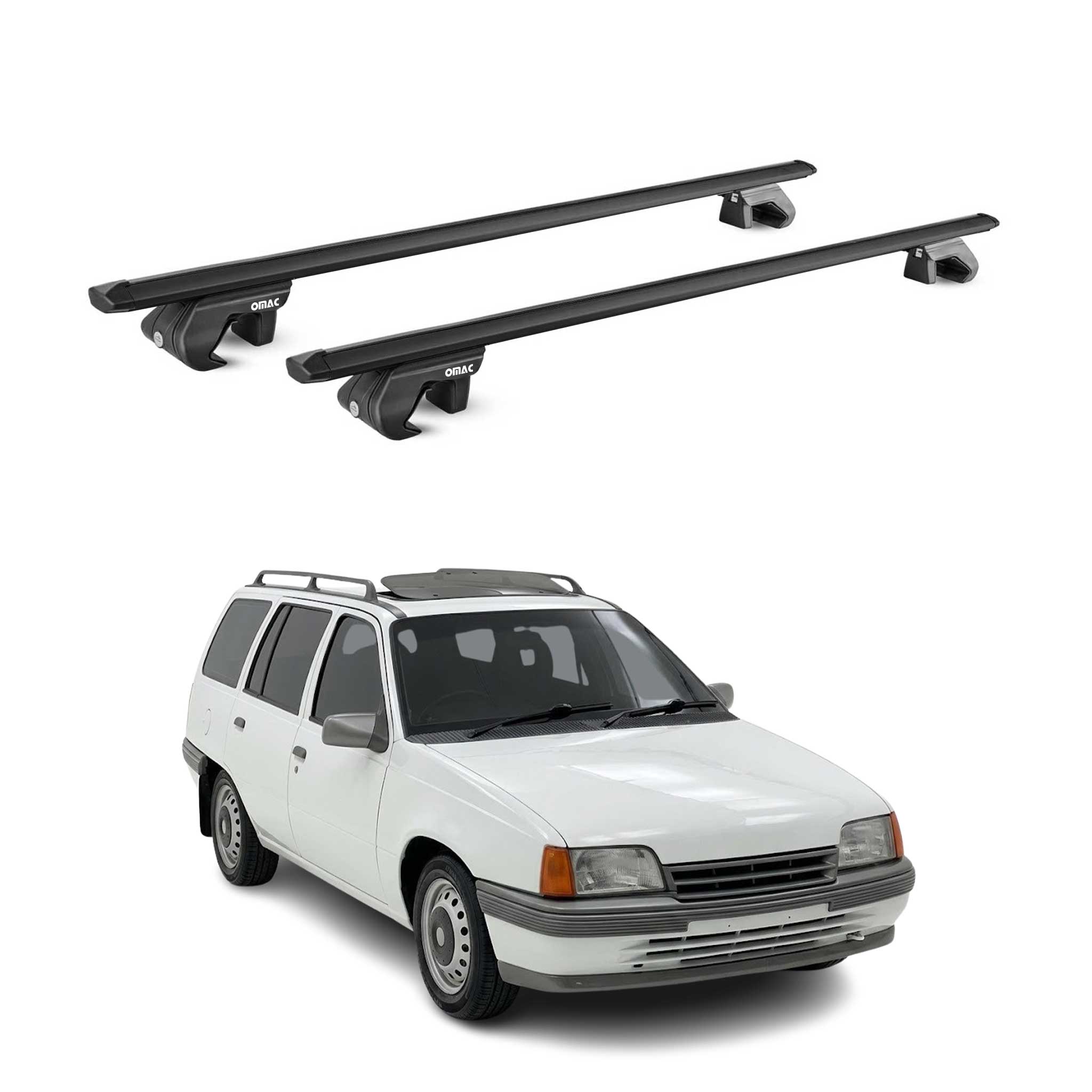 Dachträger Grundtäger für Opel Kadett E Kombi 1985-1993 90kg Alu Schwarz ABE