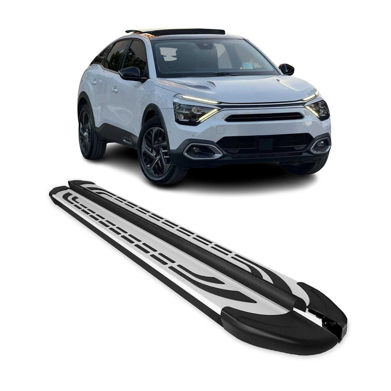 Trittbretter Seitenschweller für Citroen C4 2020-2025 Silber Schwarz 2 tlg