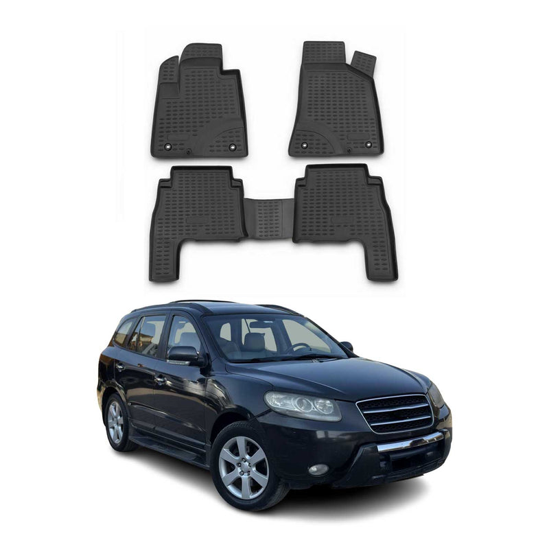 OMAC Gummimatten Fußmatten für Hyundai Santa Fe 2006-2012 TPE Matten Schwarz