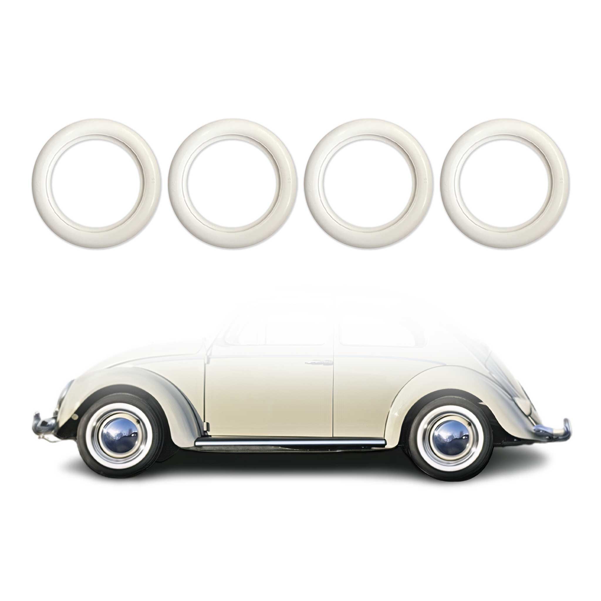 4x Weißwandringe Weißwandreifen 16 Zoll Weiß Echt Gummi Auto Tuning