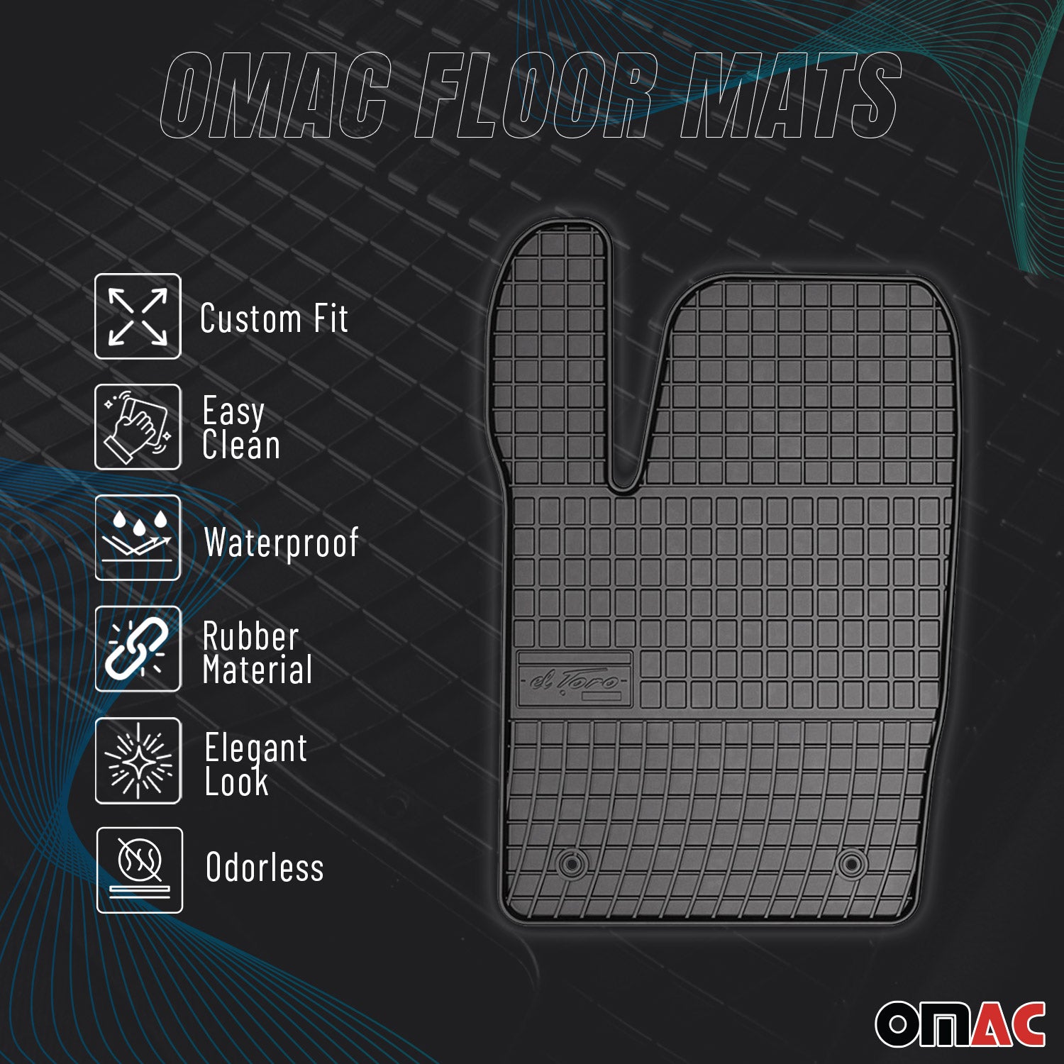 OMAC Gummi Fußmatten für Ford Courier 2014-2023 Automatten Gummi Schwarz 4tlg