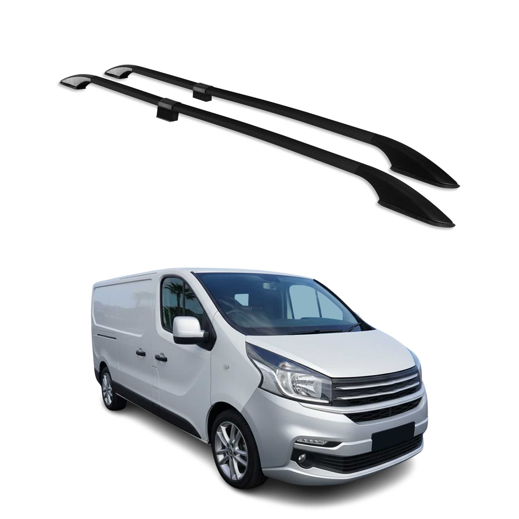 Dachreling Relingträger Alu für Fiat Talento 2016-2021 Langer L2 Alu Schwarz