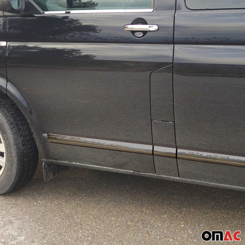 Seitentürleiste für VW Transporter T5 2003-2015 Einzeltür L2 Chrom Dunkel 7tlg