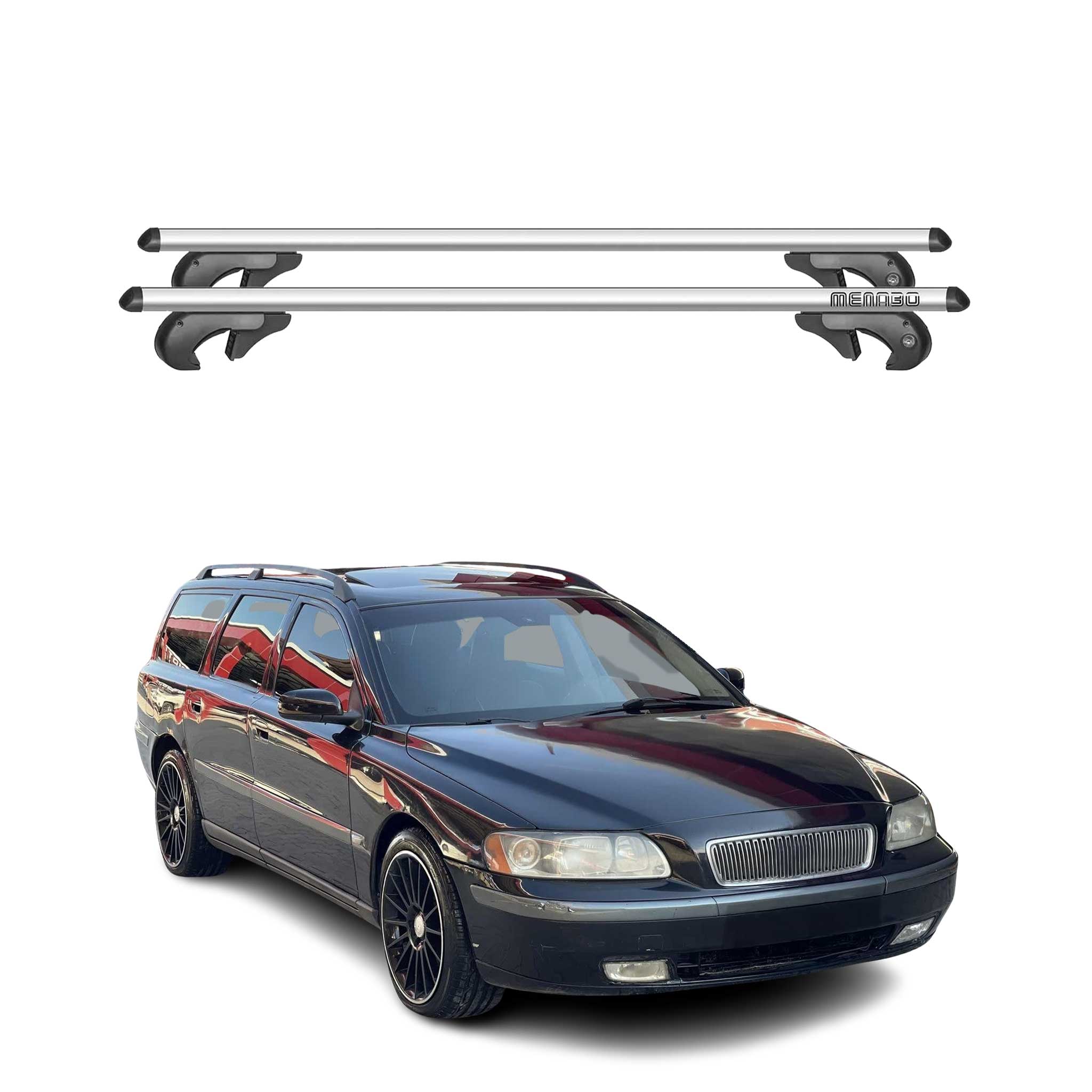 Menabo Dachträger Grundtäger für Volvo V70 2000-2007 90kg Aluminium Silber 2 tlg