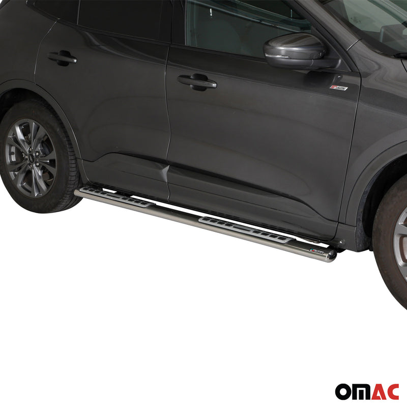 Edelstahl Seitenschweller Schwellerrohre für Ford Kuga 2019-2025 Silber