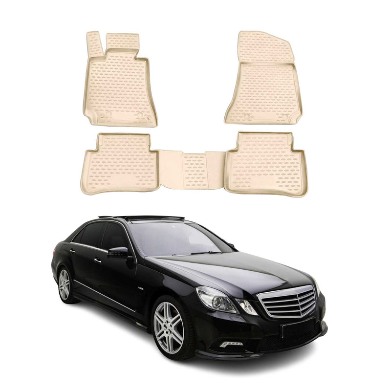 OMAC Gummimatten Fußmatten für Mercedes W212 2009-2016 TPE Automatten Beige 4x