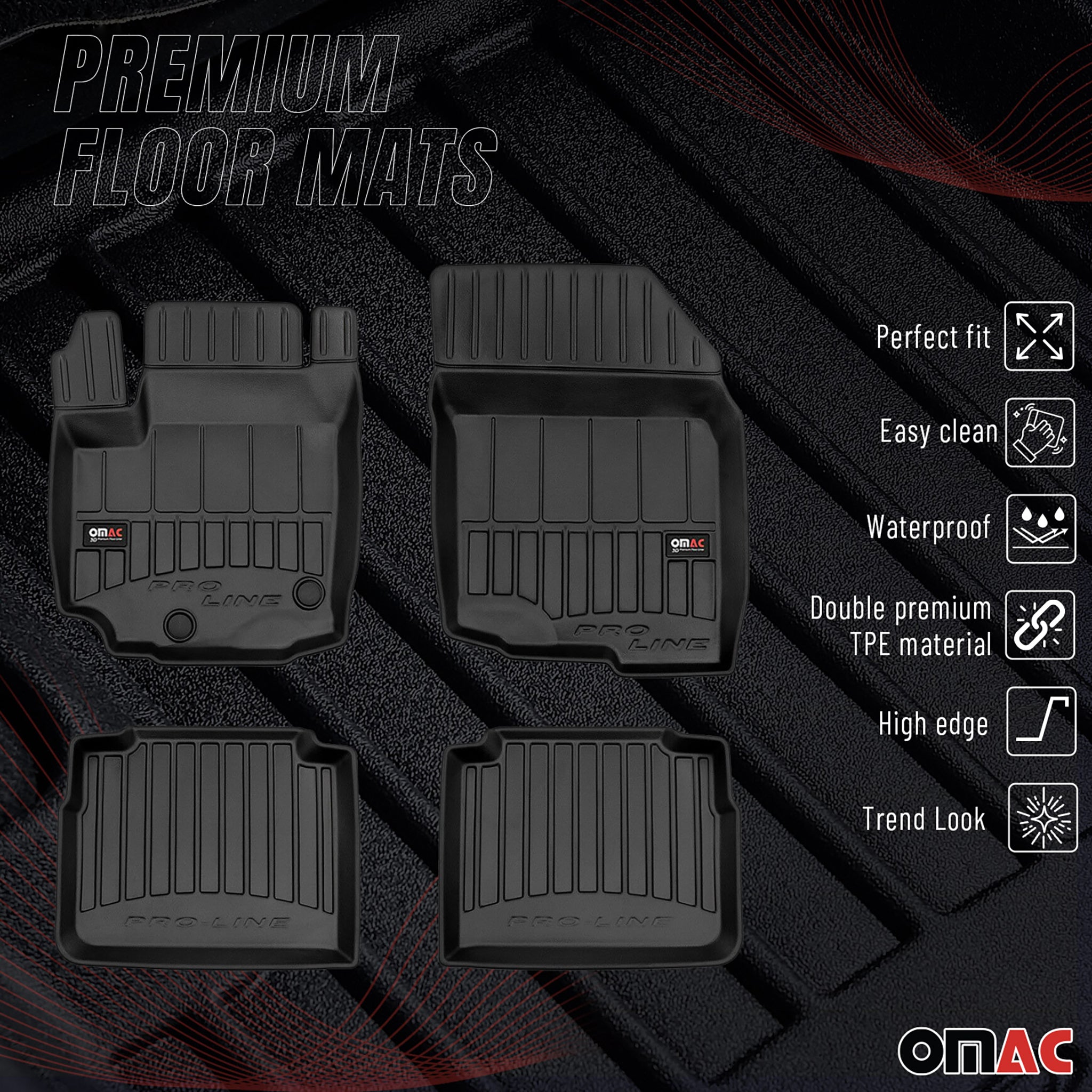 OMAC Gummi Fußmatten für Suzuki SX4 S-Cross Hybrid Premium TPE Automatten 4tlg