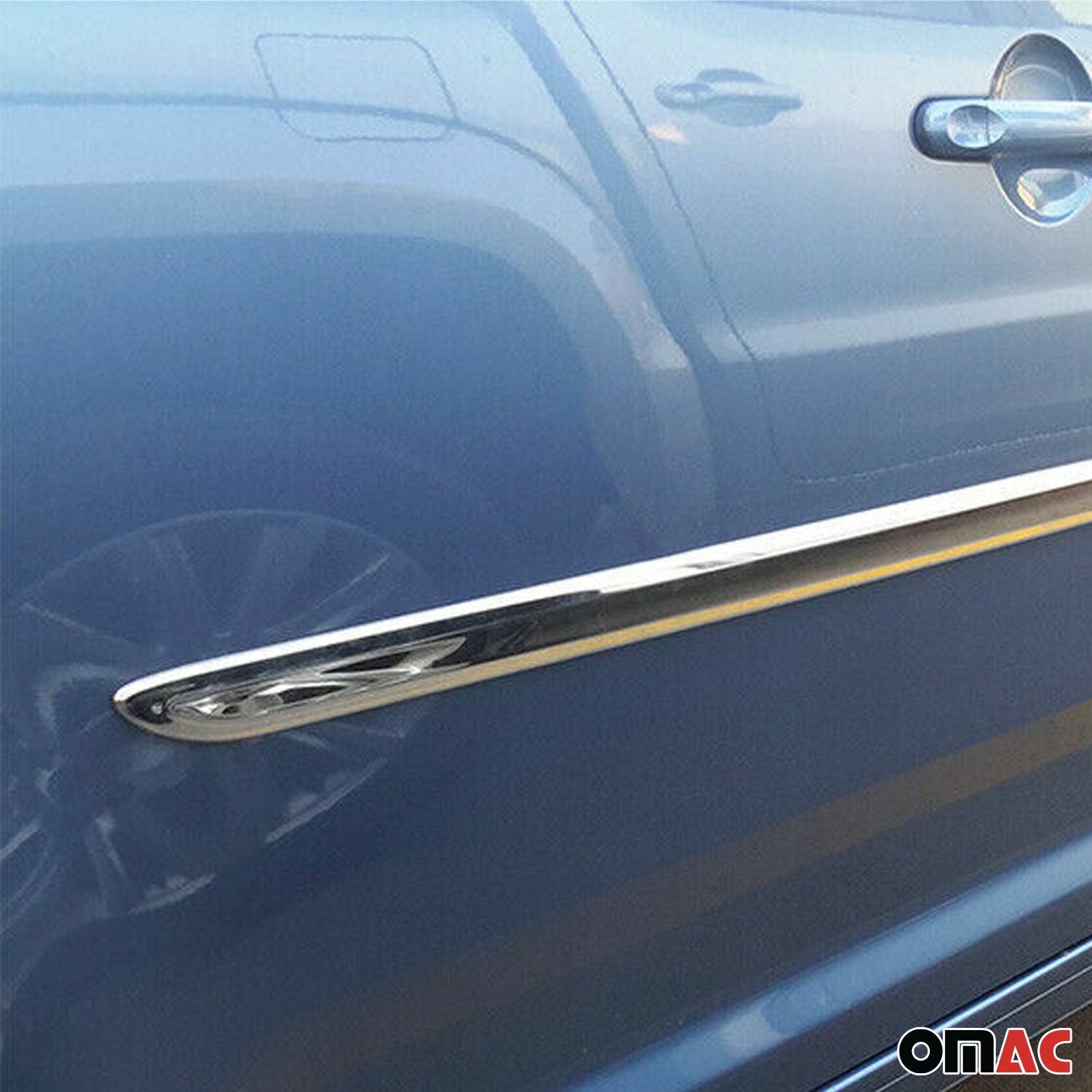 Seitentürleiste Türschutzleiste für VW Touran I 2010-15 FL Chrom Stahl Dunkel 4x