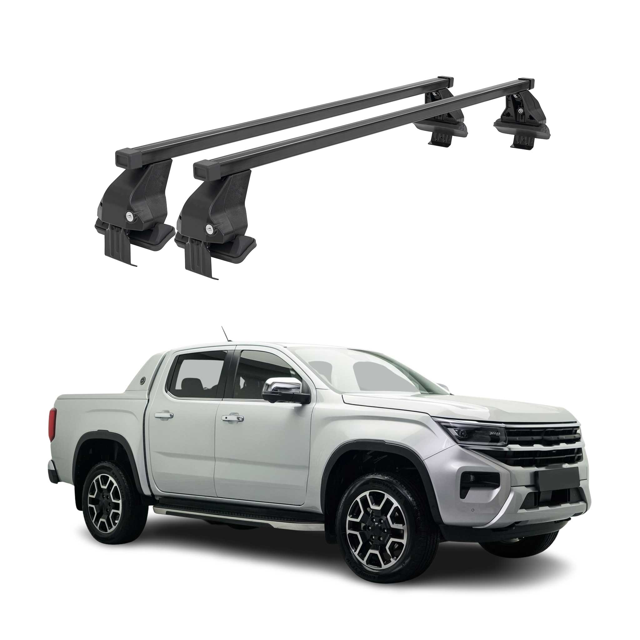 Menabo Dachträger Grundträger für VW Amarok mk2 2023-2026 Stahl Schwarz 2tlg