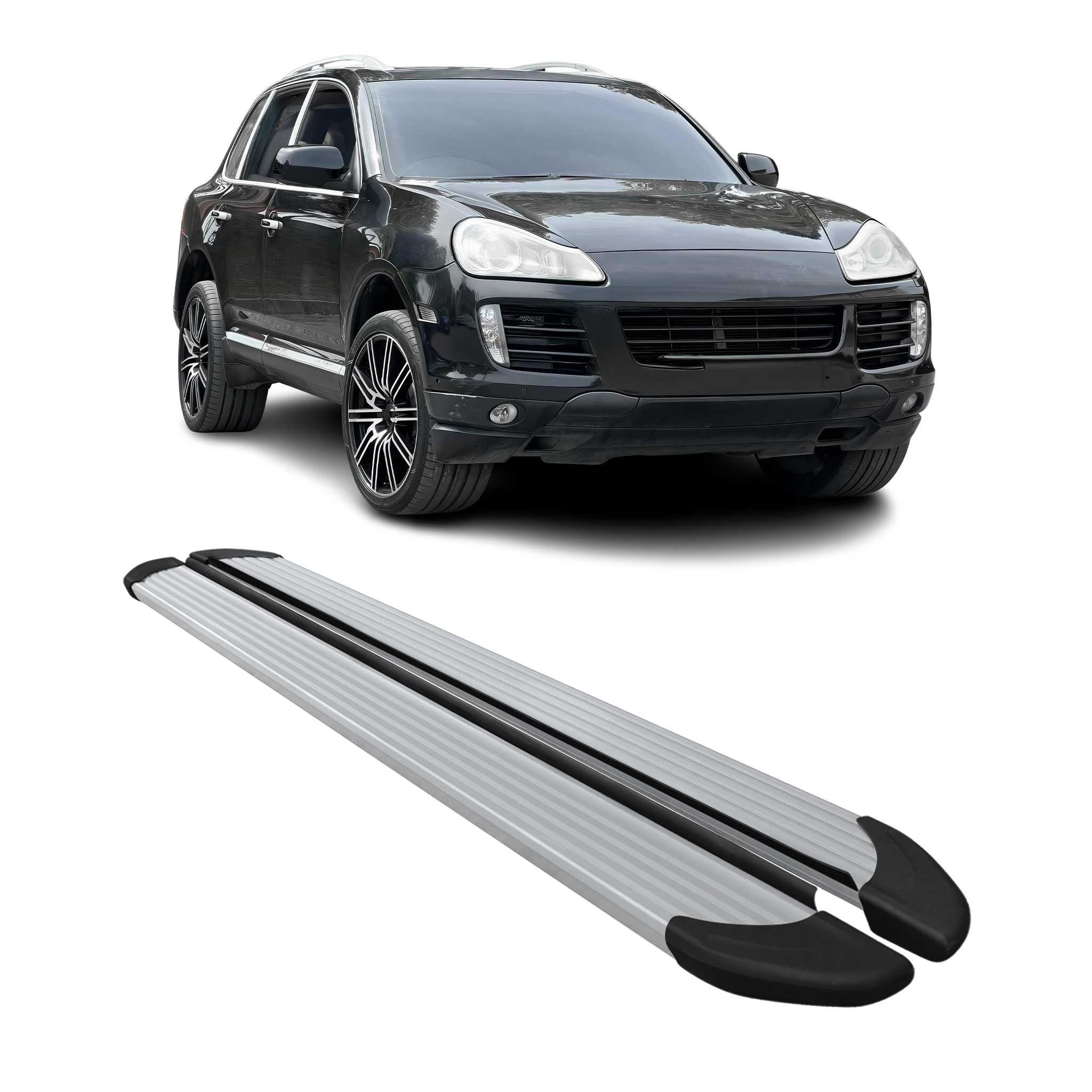 Seitenschweller Trittbretter Schweller für Porsche Cayenne 2003-2010 Alu Grau