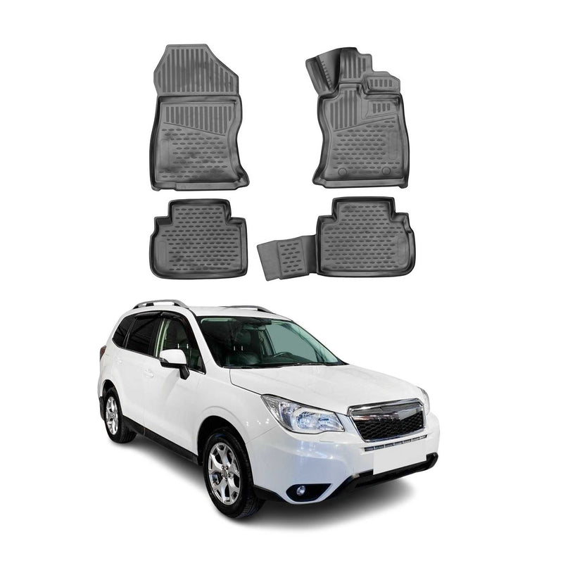 OMAC Gummimatten Fußmatten für Subaru Forester 2012-2021 RHD TPE Schwarz 4tlg