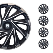 Radkappen Radzierblenden Sparco Varese 16" Zoll Abdeckung Set Silber Schwarz 4x