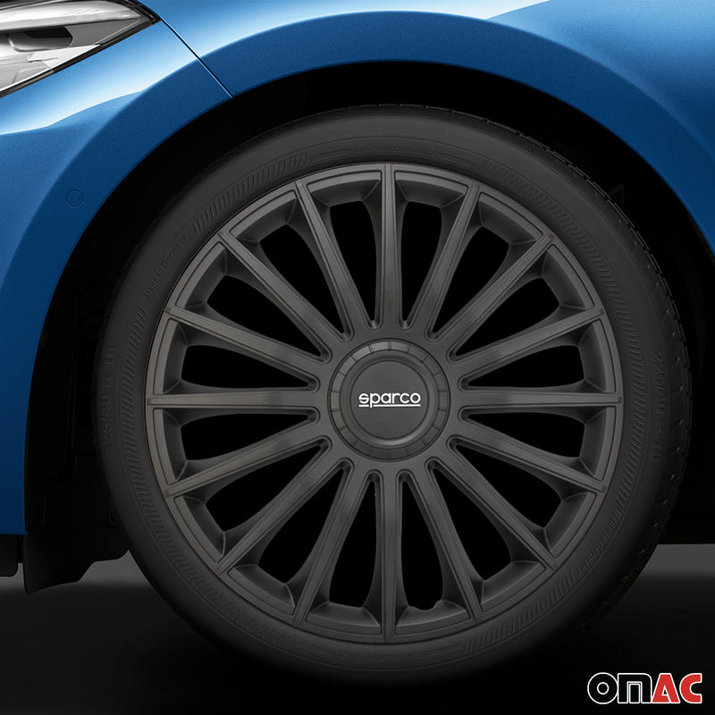 Radkappen Radzierblenden Sparco Treviso 15" Zoll Auto Abdeckung Set Schwarz 4x