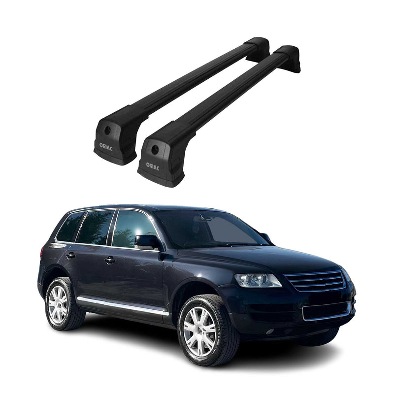 Dachträger Grundtäger für VW Touareg mk1 2002-2010 75kg Aluminium Schwarz 2 tlg