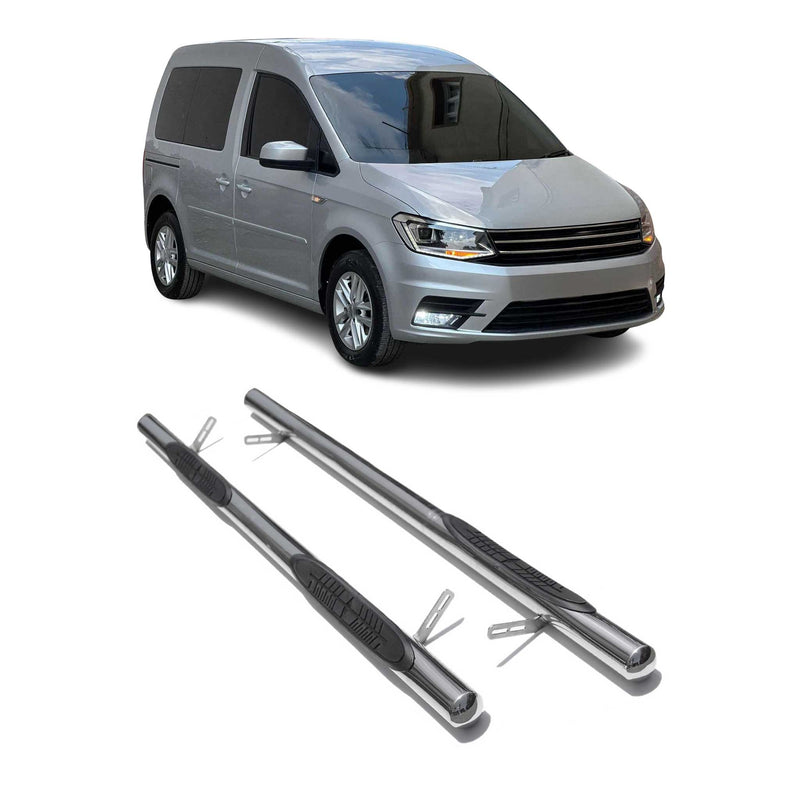 Edelstahl Trittbretter Schwellerrohre für VW Caddy 2015-2020 L1 Edelstahl Silber