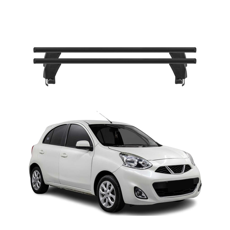 Menabo Dachträger für Nissan New Micra 2016-2020 Pre-FL 50kg Alu Schwarz 2x