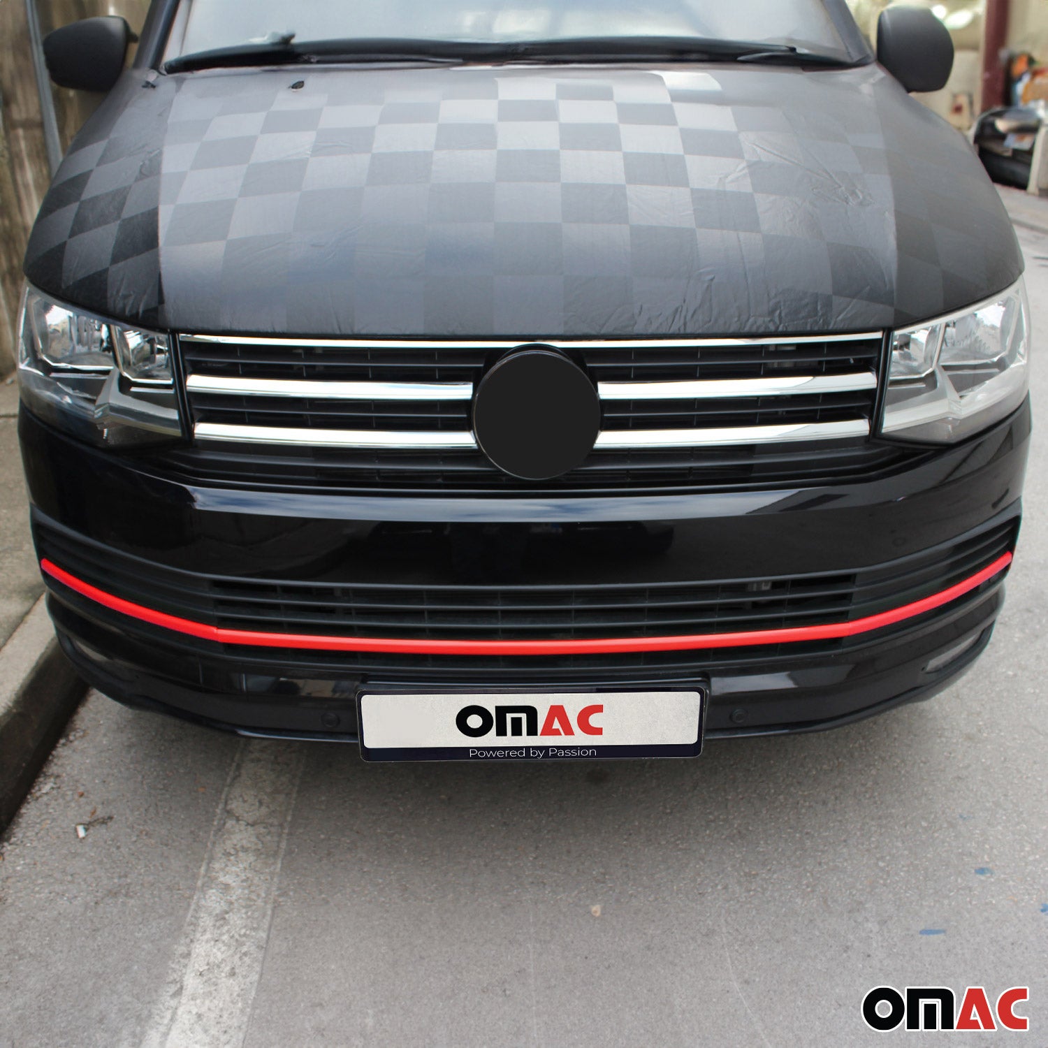 Kühlergrill Leisten Grillleisten für VW T6 2015-2019 Highline Edelstahl Rot 3tlg