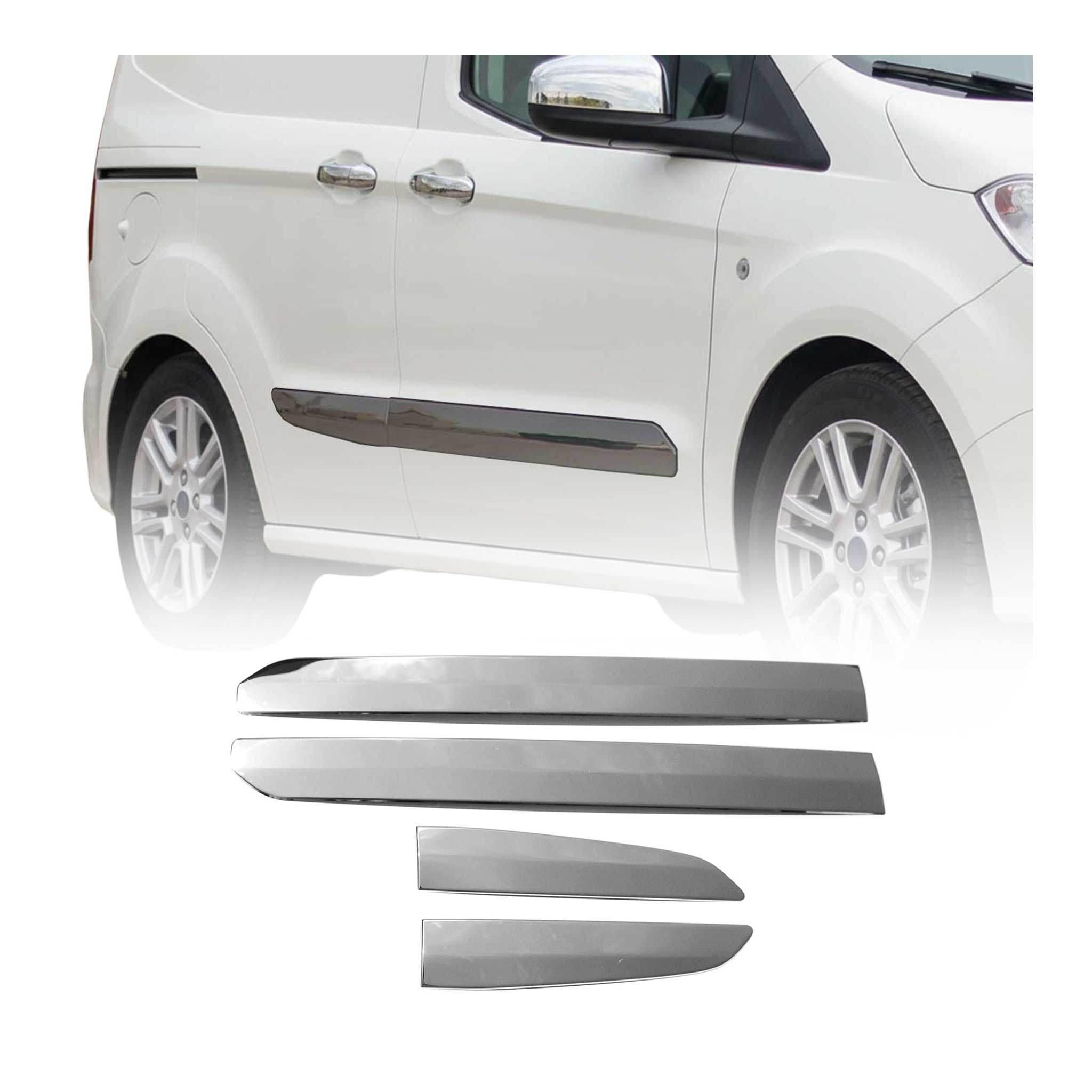 Seitentürleiste Türschutz für Ford Tourneo Courier 2014-2024 Chrom Dunkel 4x