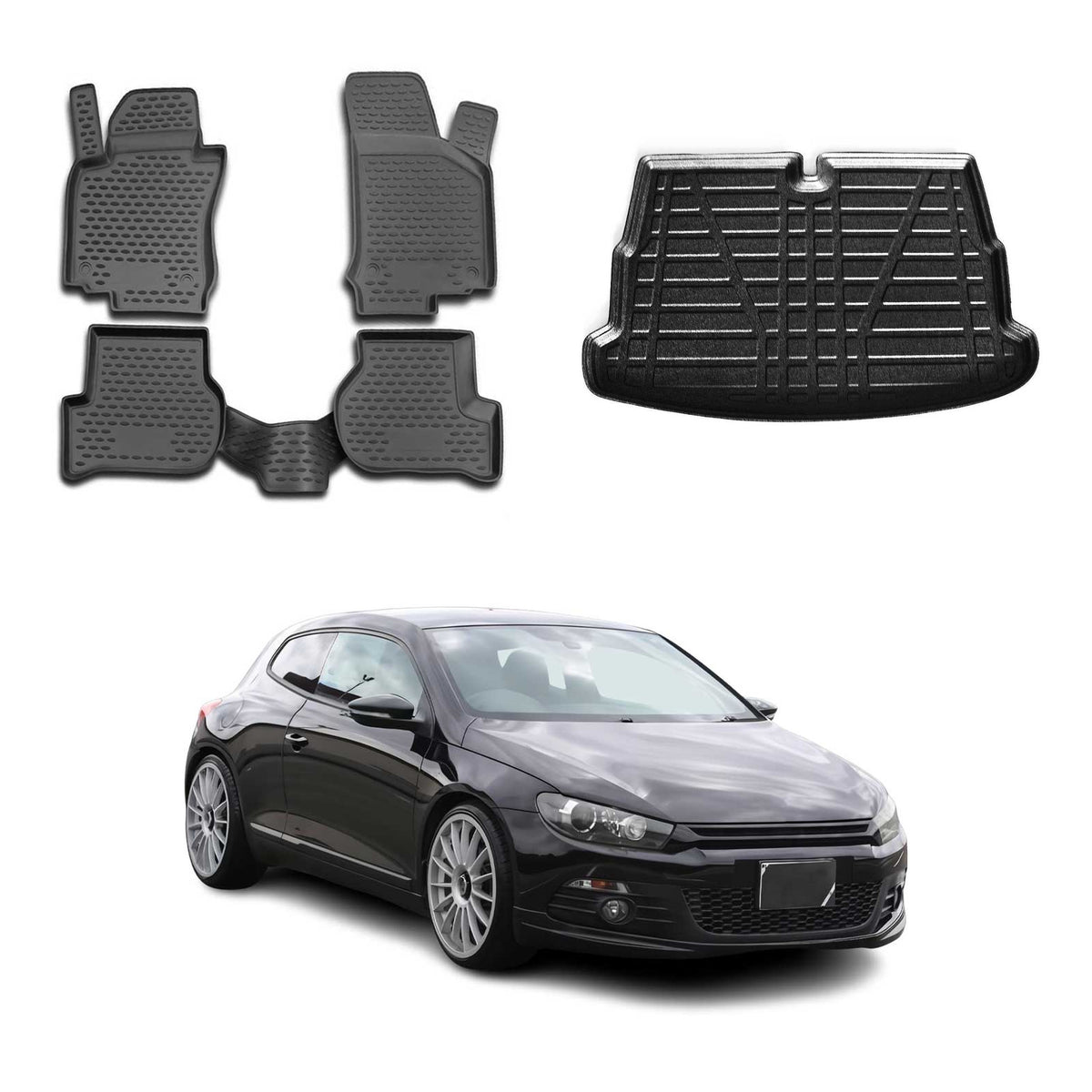 OMAC Fußmatten & Kofferraumwanne Set für VW Scirocco Schrägheck 2009-2017