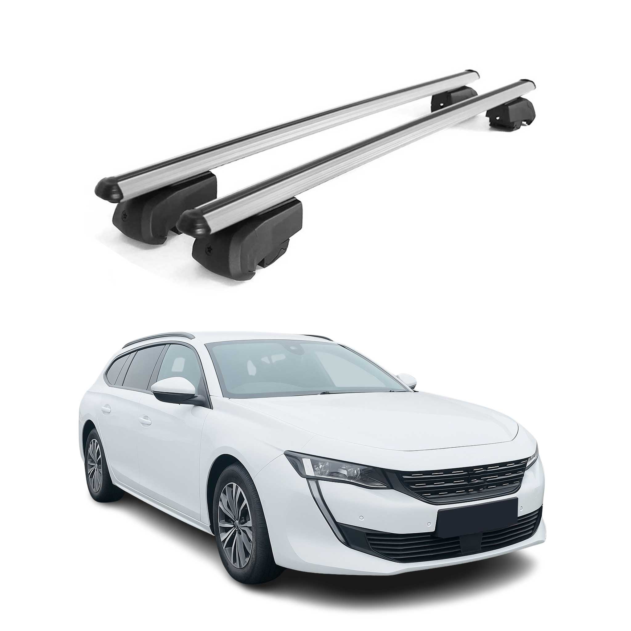 Dachträger Gepäckträger für Peugeot 508 SW 2018-2025 ABE Aluminium Grau 2x