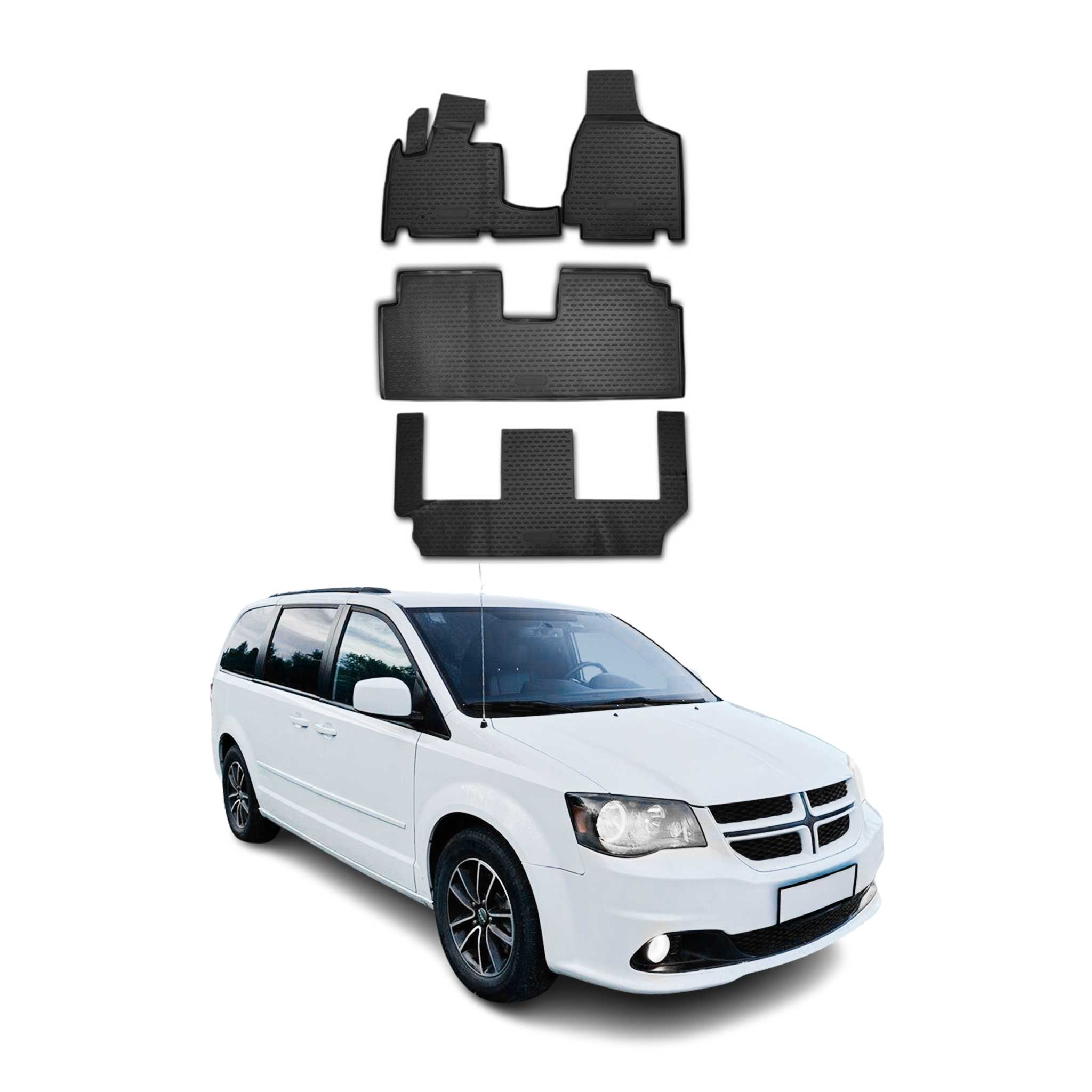 OMAC Gummimatten Fußmatten für Dodge Grand Caravan 2008-2020 TPE Schwarz
