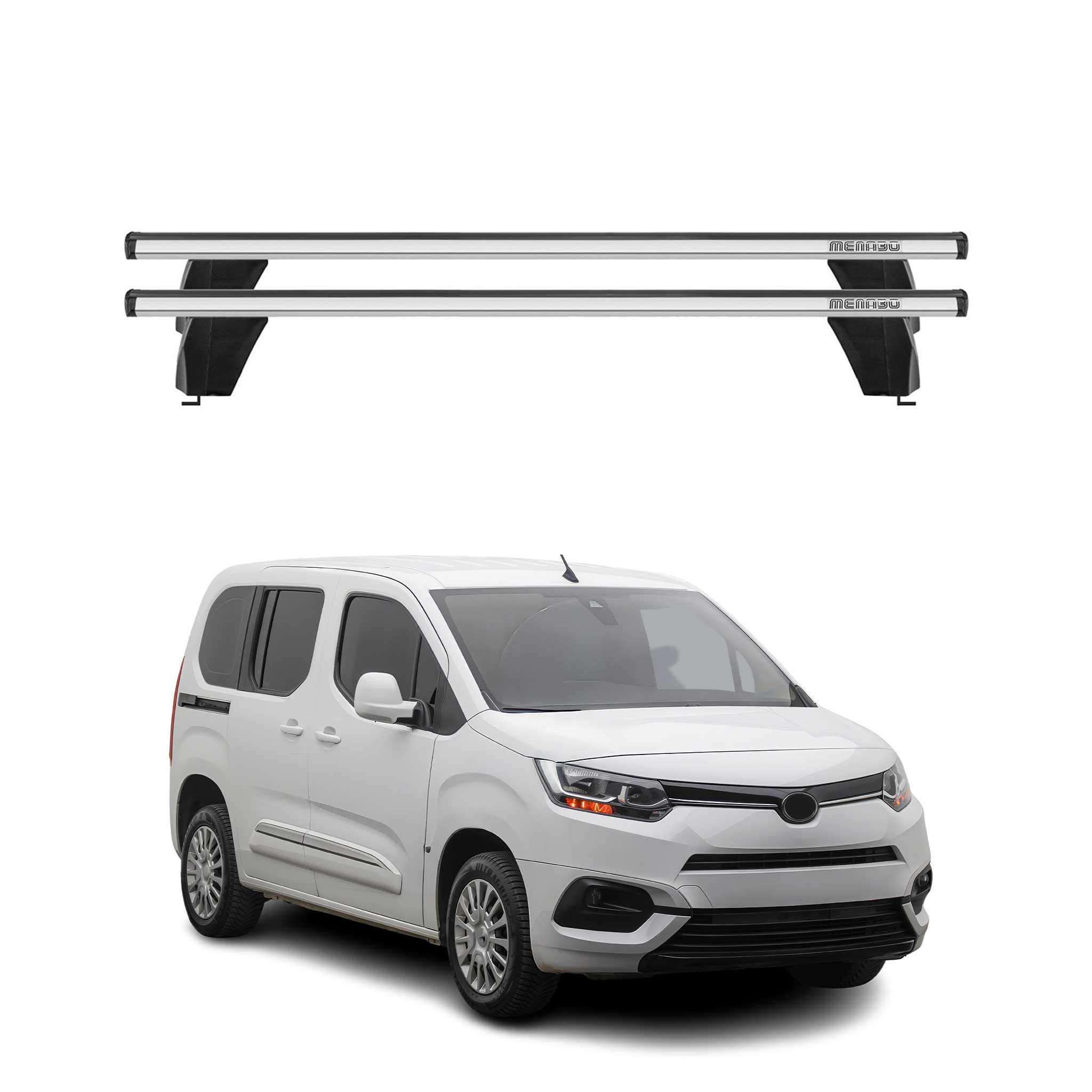 Menabo Dachträger Grundtäger für Toyota Proace City 2019-2026 75kg Alu Silber 2x