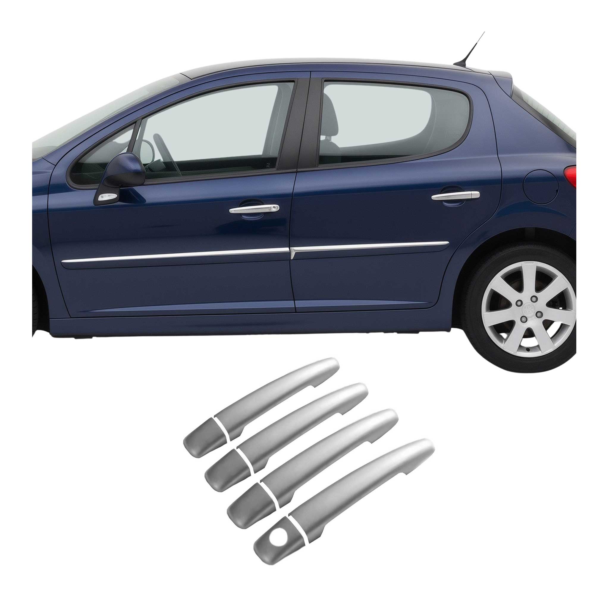 Chrom Türgriff Blende für Peugeot 208 2012-2019 4Tür Edelstahl Matt 8tlg