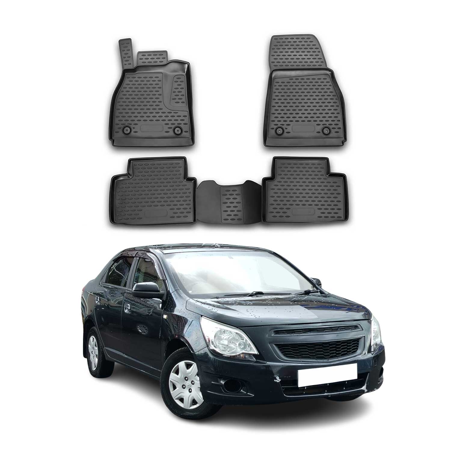 OMAC Gummimatten Fußmatten für Chevrolet Malibu 2011-2016 TPE Matten Schwarz 4x