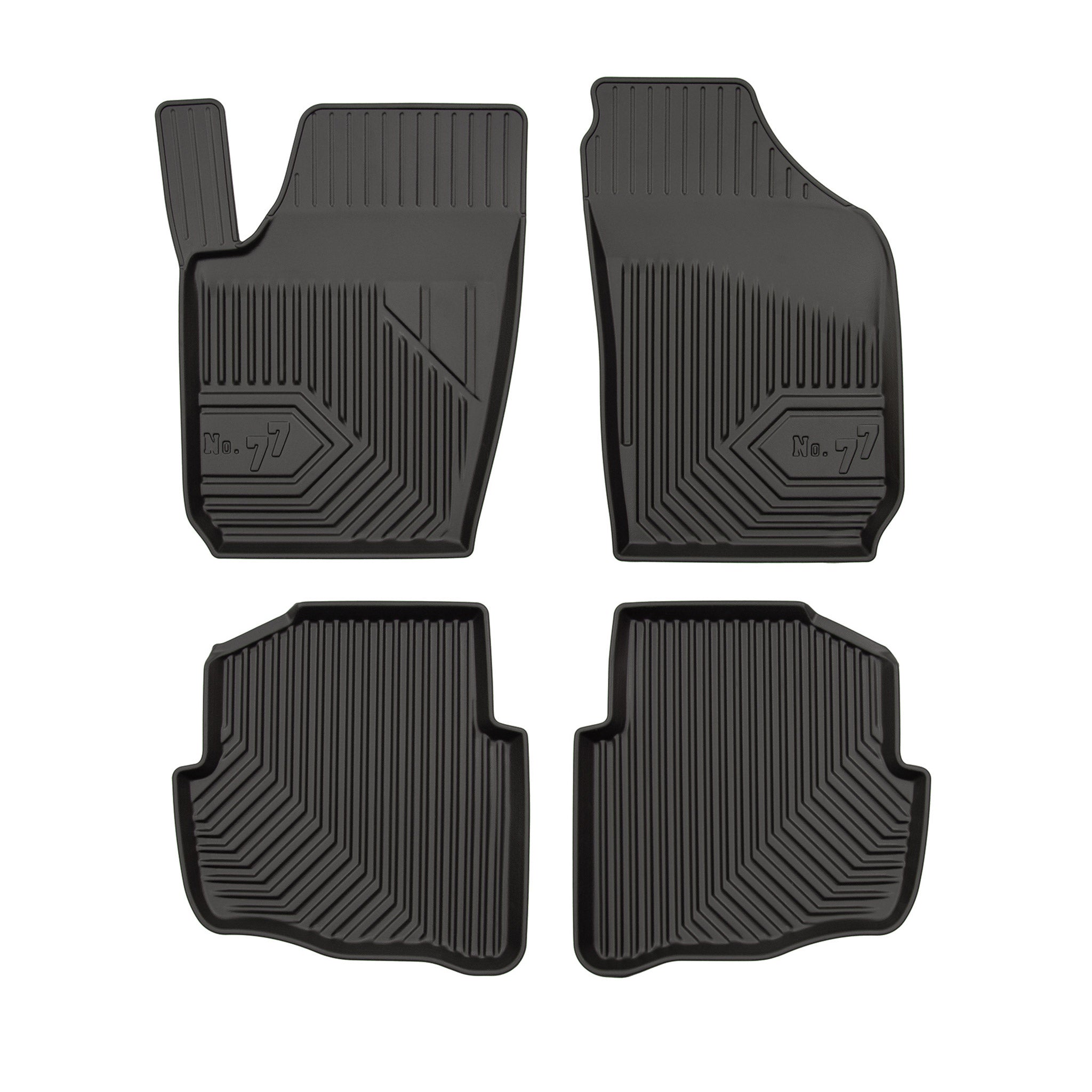 Fußmatten Gummimatten No.77 für Skoda Fabia I 1999-2008 TPE Schwarz 4 Teile