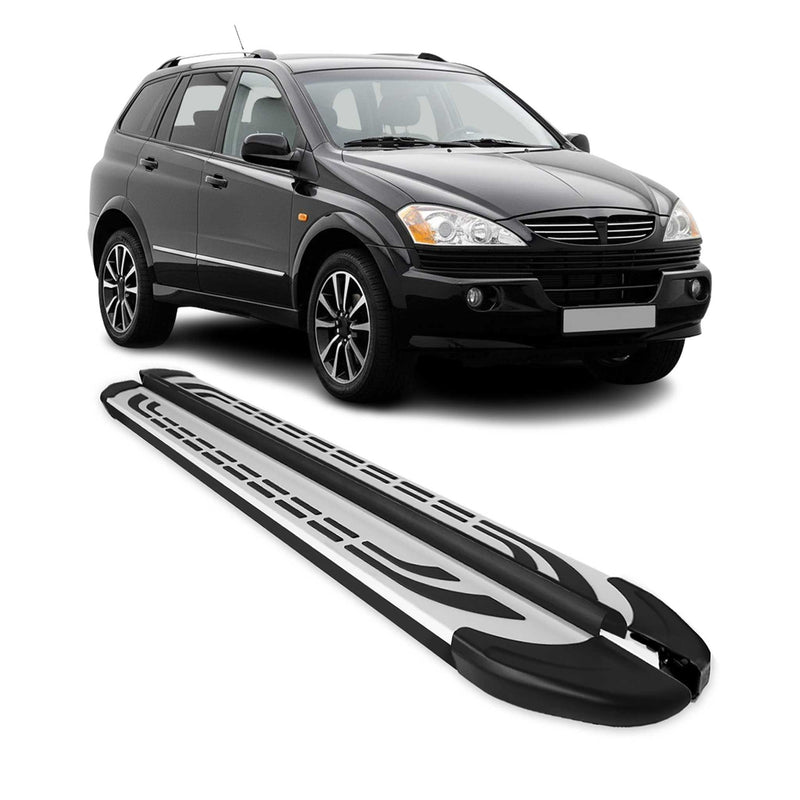Trittbretter Schweller Seitenbretter für Ssangyong Kyron 2005-2014 Alu Schwarz