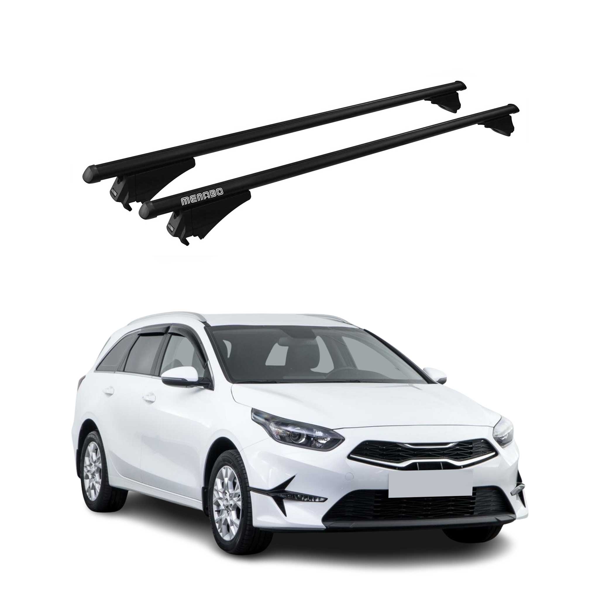 Menabo Grundträger Dachträger für Kia Ceed SportsWagon 2019-2026 ABE Alu Schwarz