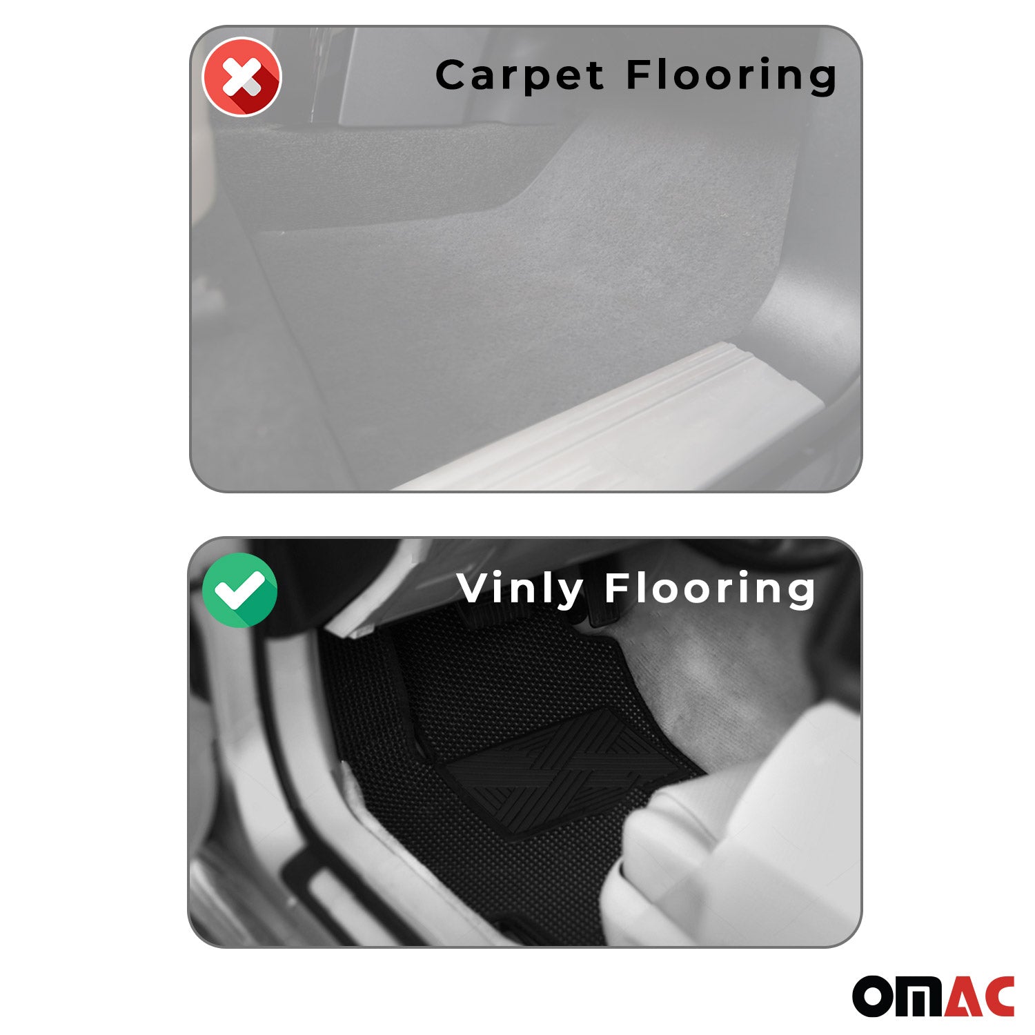 OMAC Gummi Fußmatten für Ford Transit 2015-2025 Premium TPE Automatten 1tlg