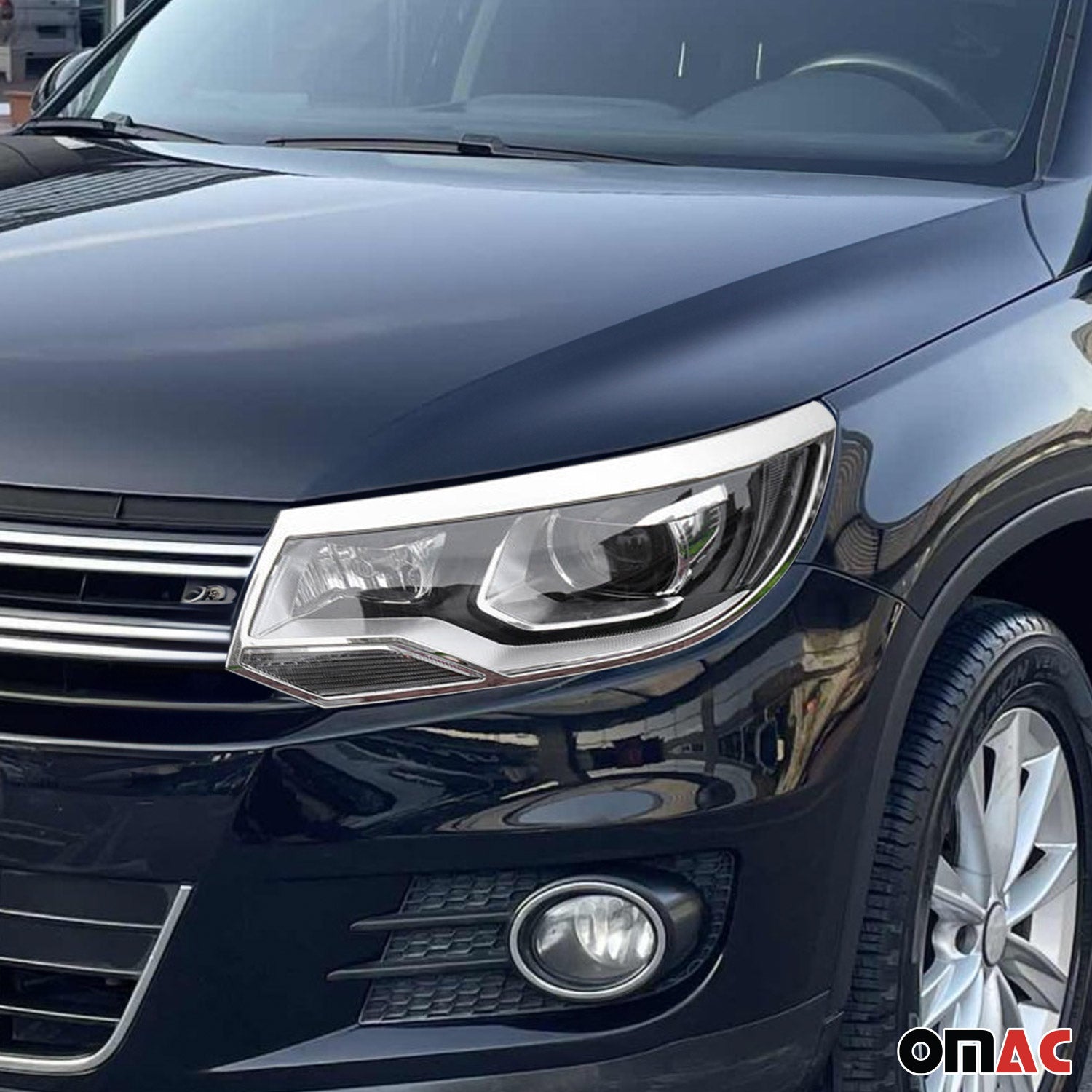 Scheinwerfer Leisten Scheinwerferblende für VW Tiguan 2011-2016 Chrom ABS 2tlg