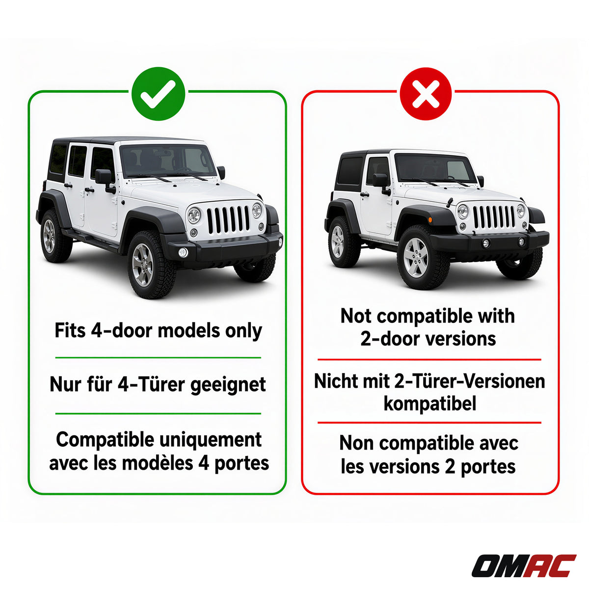 OMAC Gummimatten Fußmatten für Jeep Wrangler 2007-2017 TPE Automatten Schwarz 4x